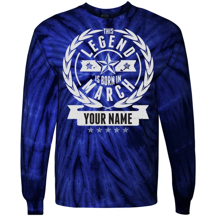 Personalized Custom Name This Legends Is Born In March Tie-Dye Long Sleeve Shirt