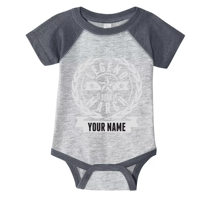 Personalized Custom Name This Legends Is Born In March Infant Baby Jersey Bodysuit