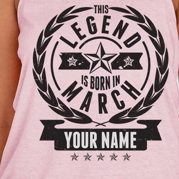 Personalized Custom Name This Legends Is Born In March Women's Knotted Racerback Tank