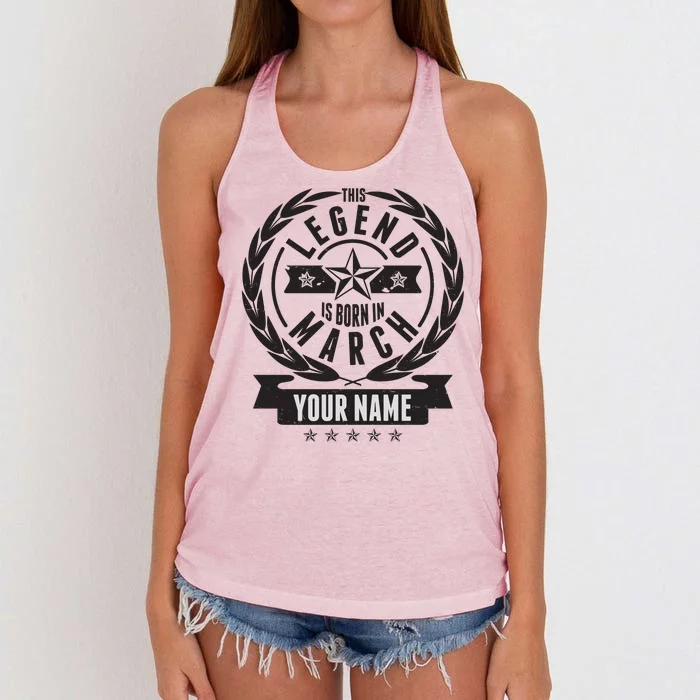 Personalized Custom Name This Legends Is Born In March Women's Knotted Racerback Tank