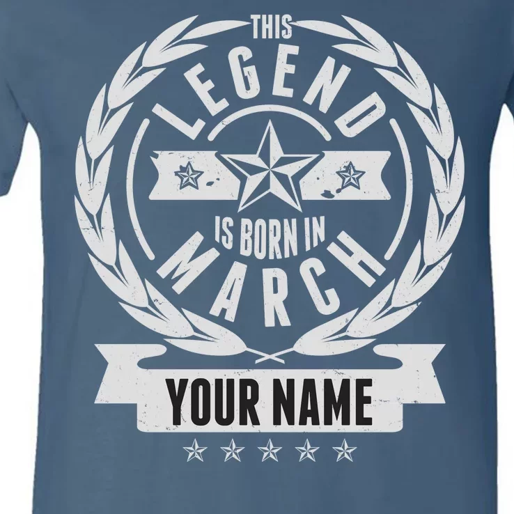 Personalized Custom Name This Legends Is Born In March V-Neck T-Shirt