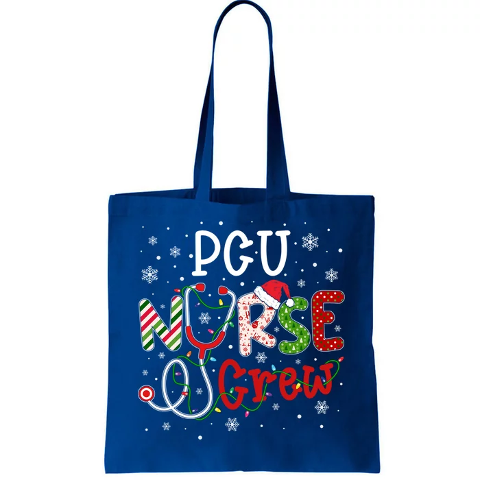 Pcu Christmas Nurse Crew Funny Nursing Christmas Pattern Gift Tote Bag