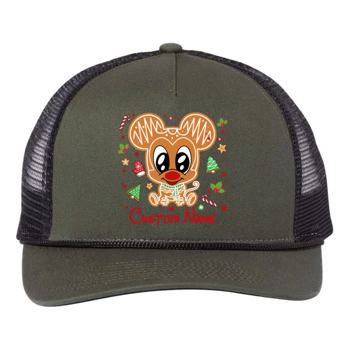 Personalized Custom Name Cute Mouse Christmas Love Mouse Gift Birthday Retro Rope Trucker Hat Cap