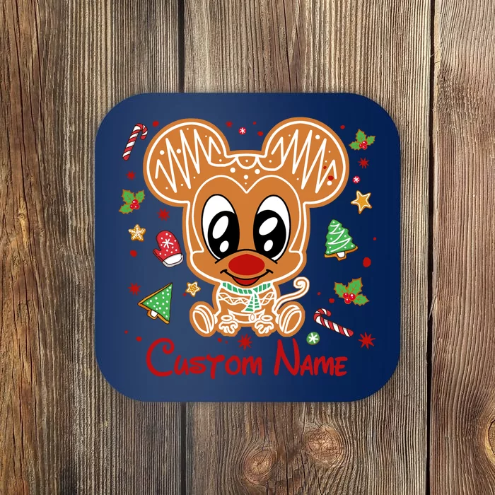 Personalized Custom Name Cute Mouse Christmas Love Mouse Gift Birthday Coaster