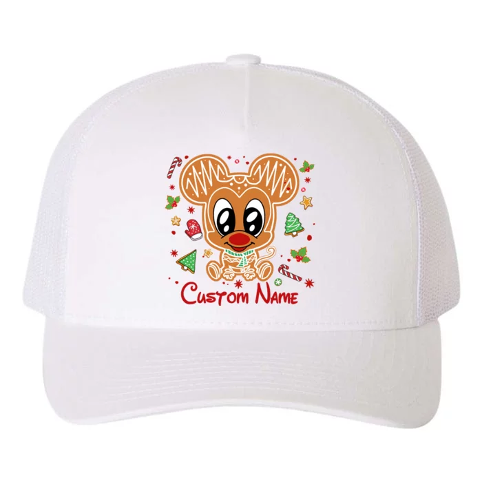 Personalized Custom Name Cute Mouse Christmas Love Mouse Gift Birthday Yupoong Adult 5-Panel Trucker Hat