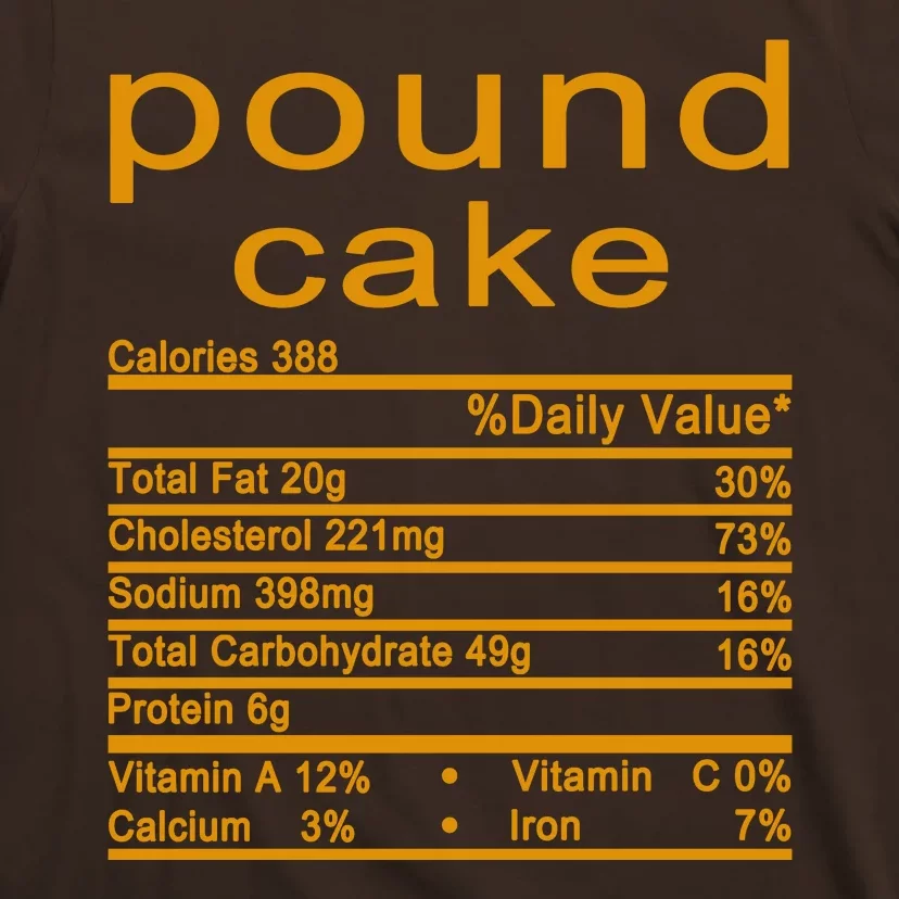 Pound Cake Nutrition Facts Label T-Shirt