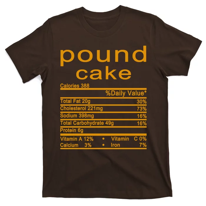 Pound Cake Nutrition Facts Label T-Shirt