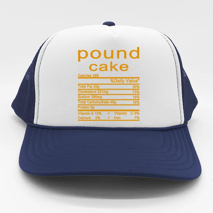 Pound Cake Nutrition Facts Label Trucker Hat