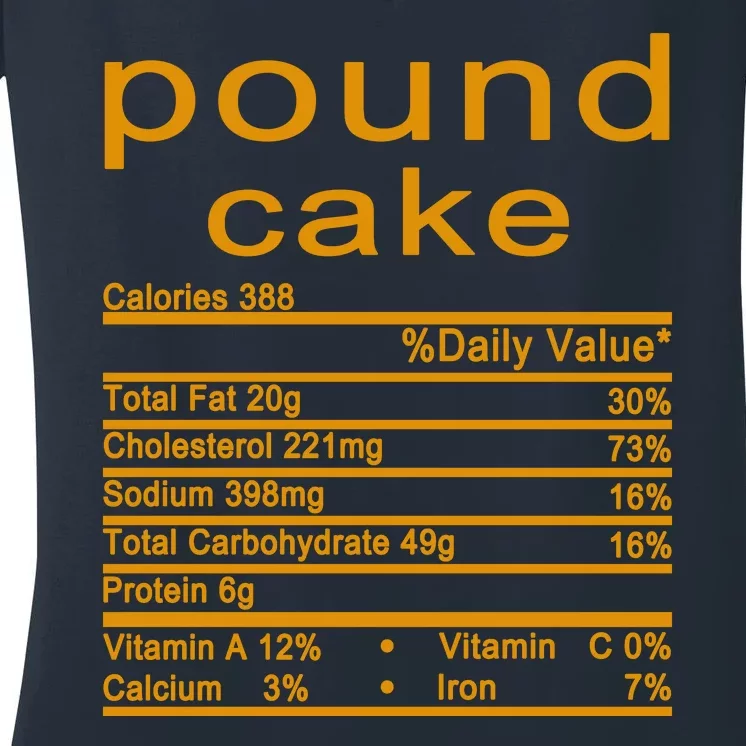 Pound Cake Nutrition Facts Label Women's V-Neck T-Shirt