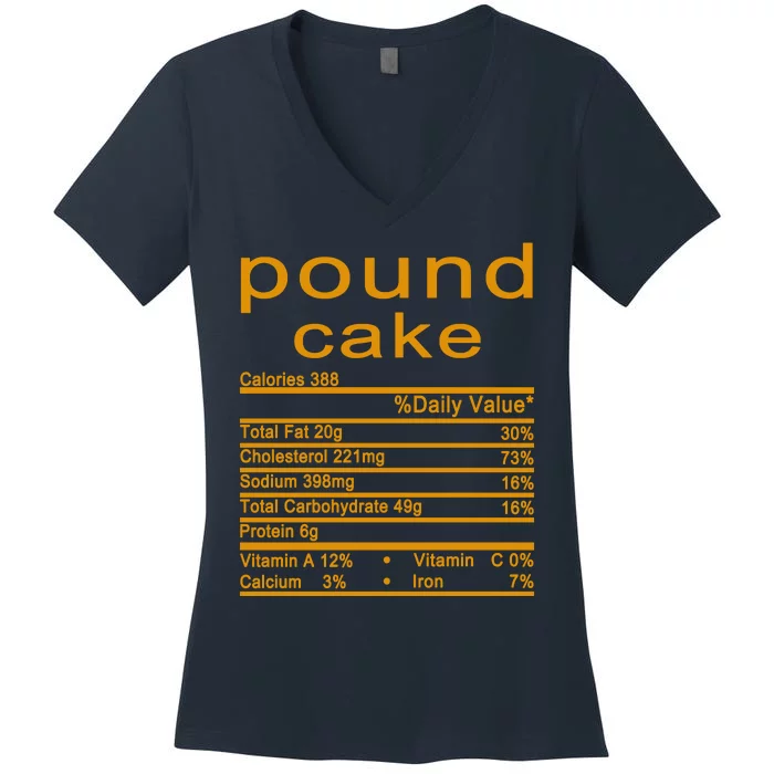 Pound Cake Nutrition Facts Label Women's V-Neck T-Shirt