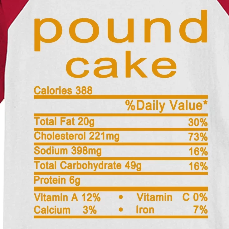 Pound Cake Nutrition Facts Label Kids Colorblock Raglan Jersey