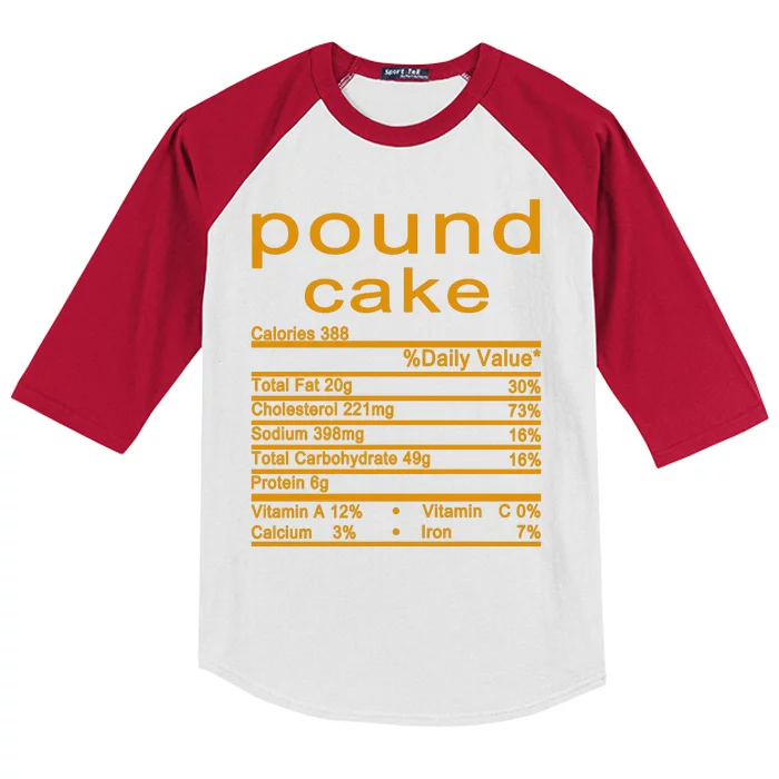 Pound Cake Nutrition Facts Label Kids Colorblock Raglan Jersey