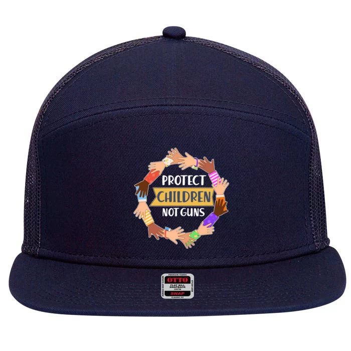 Protect Children Not Guns 7 Panel Mesh Trucker Snapback Hat