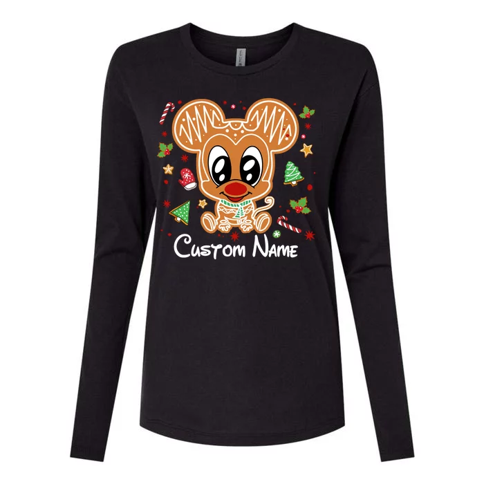 Personalized Custom Name Cute Mouse Family Christmas Womens Cotton Relaxed Long Sleeve T-Shirt