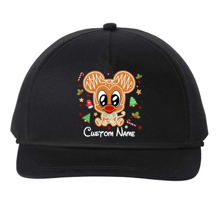 Personalized Custom Name Cute Mouse Family Christmas Snapback Five-Panel Rope Hat