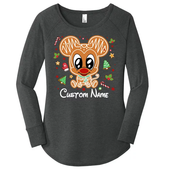 Personalized Custom Name Cute Mouse Family Christmas Women's Perfect Tri Tunic Long Sleeve Shirt