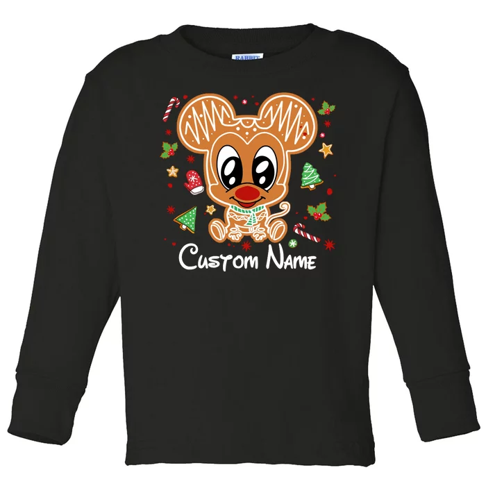 Personalized Custom Name Cute Mouse Family Christmas Toddler Long Sleeve Shirt