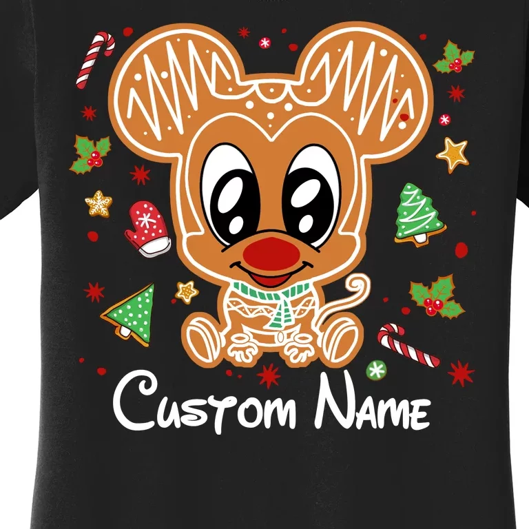 Personalized Custom Name Cute Mouse Family Christmas Women's T-Shirt