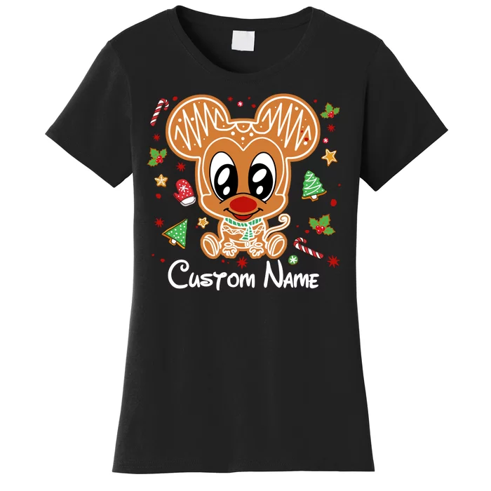 Personalized Custom Name Cute Mouse Family Christmas Women's T-Shirt