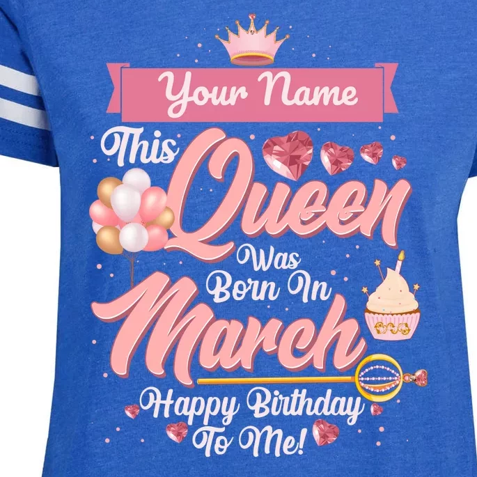 Personalized Custom Name This Queen Was Born In March Happy Birthday To Me Enza Ladies Jersey Football T-Shirt