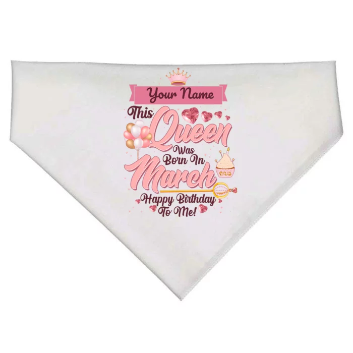 Personalized Custom Name This Queen Was Born In March Happy Birthday To Me USA-Made Doggie Bandana