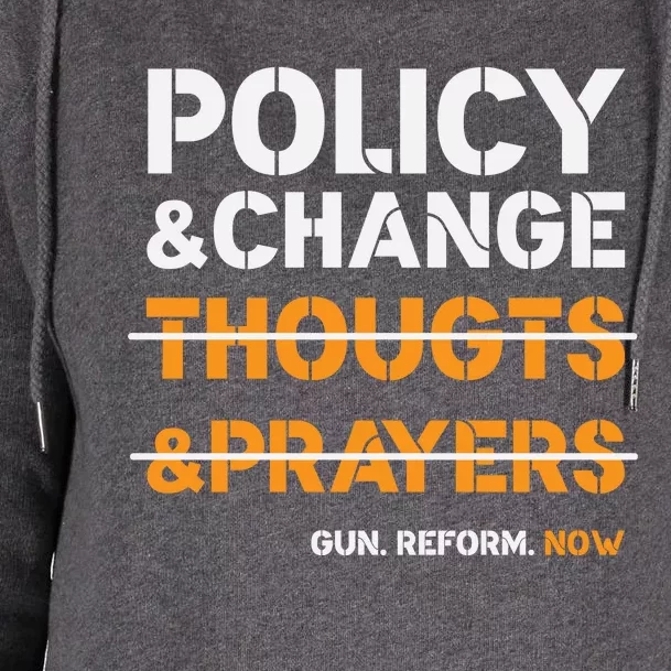 Policy & Change Not Thoughts & Prayers Graphic Plus Size Womens Funnel Neck Pullover Hood