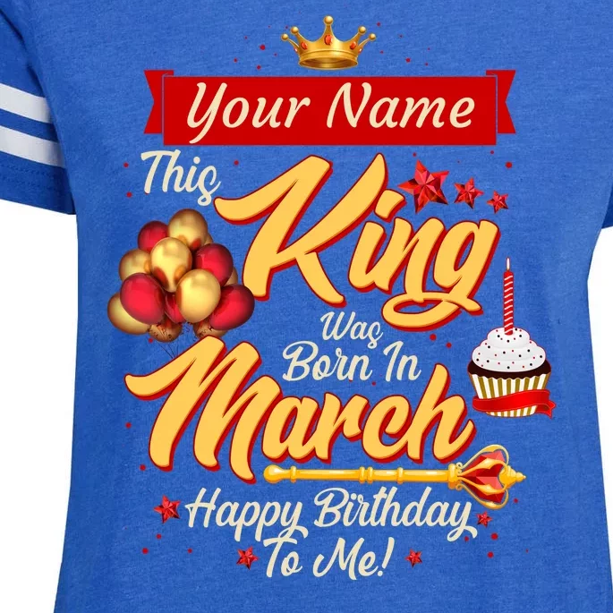 Personalized Custom Name This King Was Born In March Happy Birthday To Me Enza Ladies Jersey Football T-Shirt