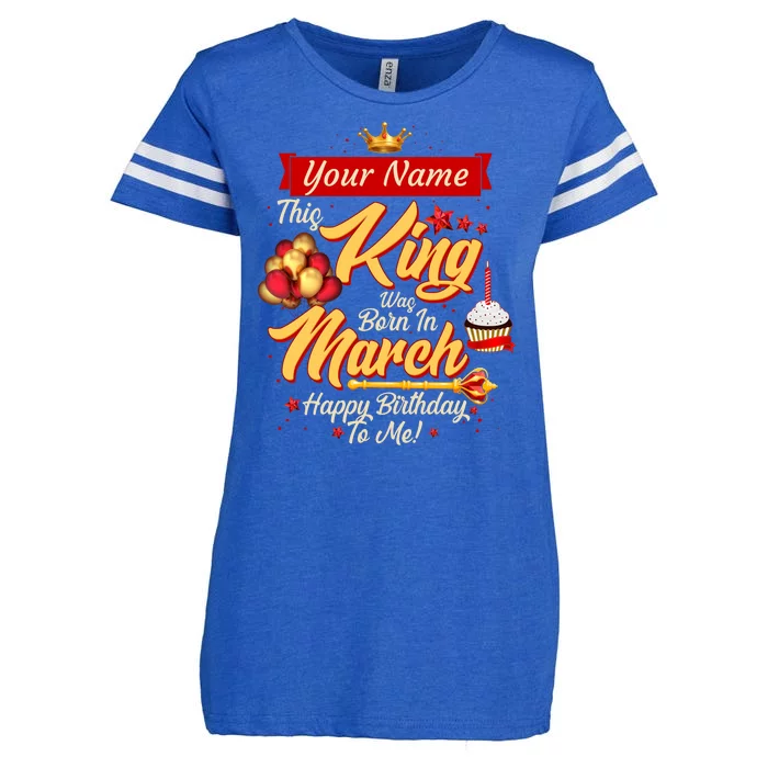 Personalized Custom Name This King Was Born In March Happy Birthday To Me Enza Ladies Jersey Football T-Shirt