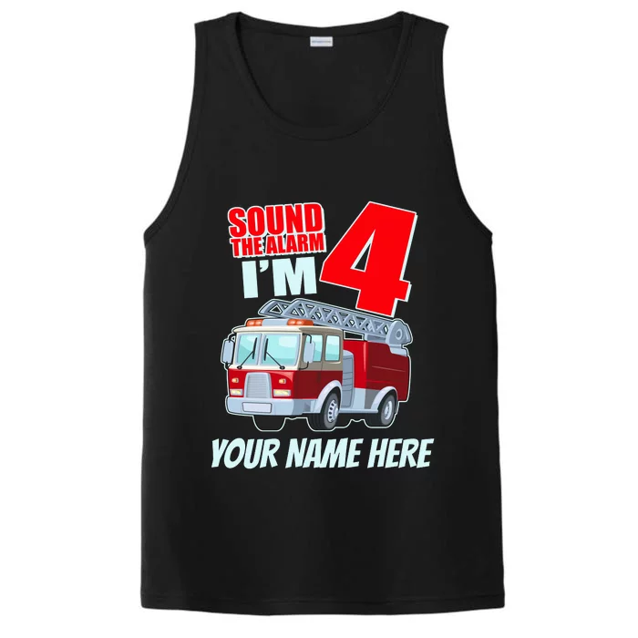 Personalized Custom Name Cute Funny Sound The Alarm I'm 4 Four Performance Tank