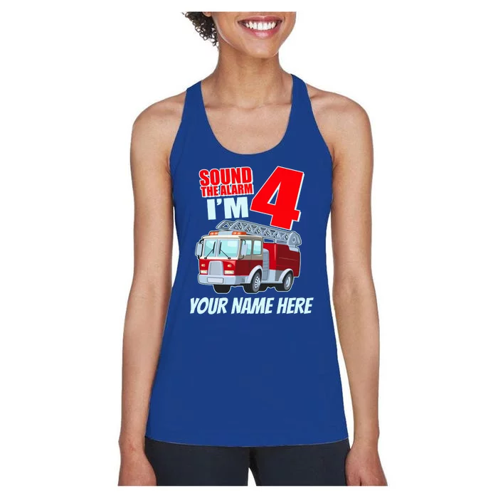 Personalized Custom Name Cute Funny Sound The Alarm I'm 4 Four Women's Racerback Tank