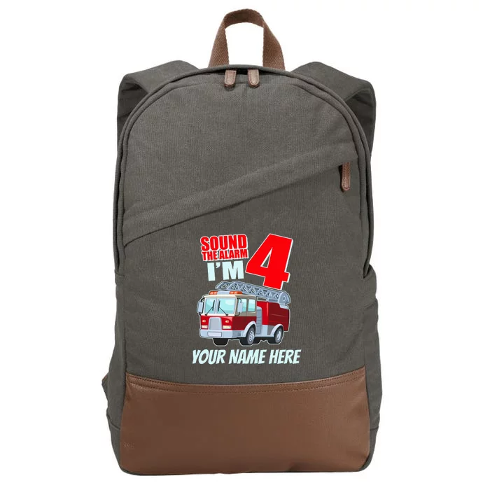 Personalized Custom Name Cute Funny Sound The Alarm I'm 4 Four Cotton Canvas Backpack