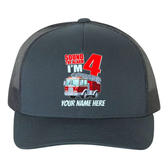 Personalized Custom Name Cute Funny Sound The Alarm I'm 4 Four Yupoong Adult 5-Panel Trucker Hat