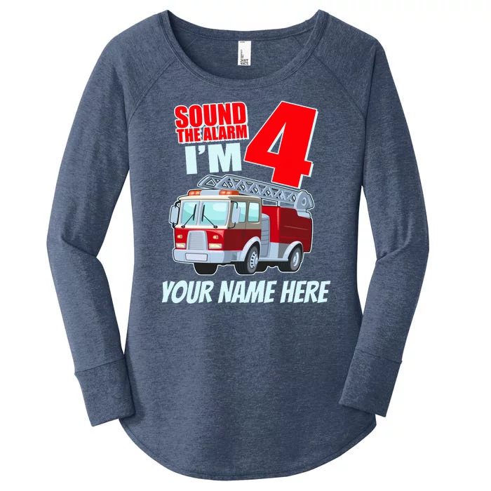 Personalized Custom Name Cute Funny Sound The Alarm I'm 4 Four Women's Perfect Tri Tunic Long Sleeve Shirt