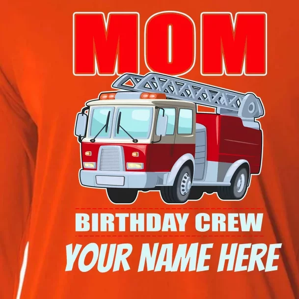 Personalized Custom Name Cute Funny Mom Birthday Crew Firetruck Cooling Performance Long Sleeve Crew