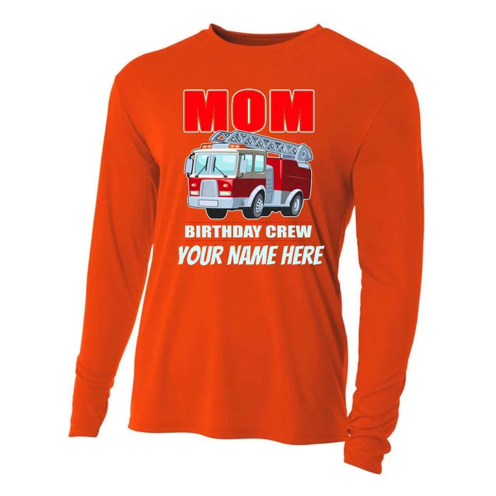 Personalized Custom Name Cute Funny Mom Birthday Crew Firetruck Cooling Performance Long Sleeve Crew