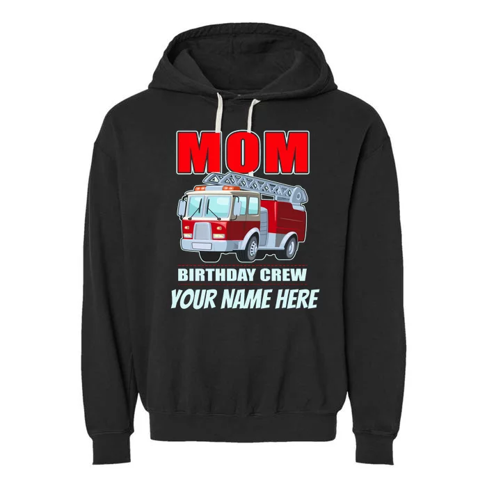 Personalized Custom Name Cute Funny Mom Birthday Crew Firetruck Garment-Dyed Fleece Hoodie