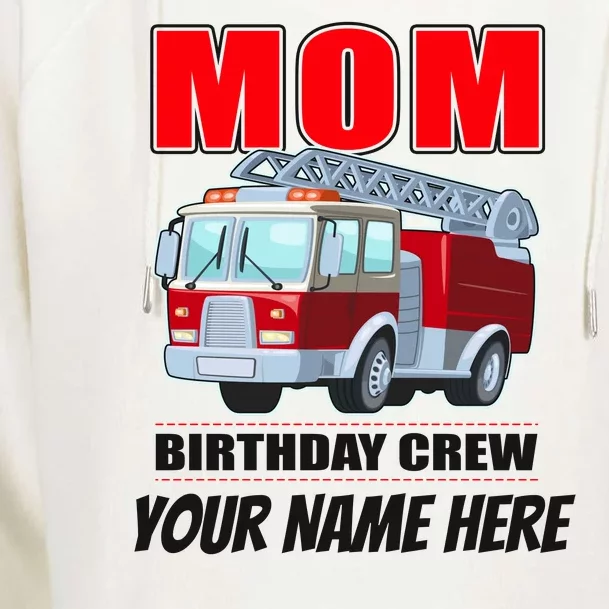 Personalized Custom Name Cute Funny Mom Birthday Crew Firetruck Womens Funnel Neck Pullover Hood