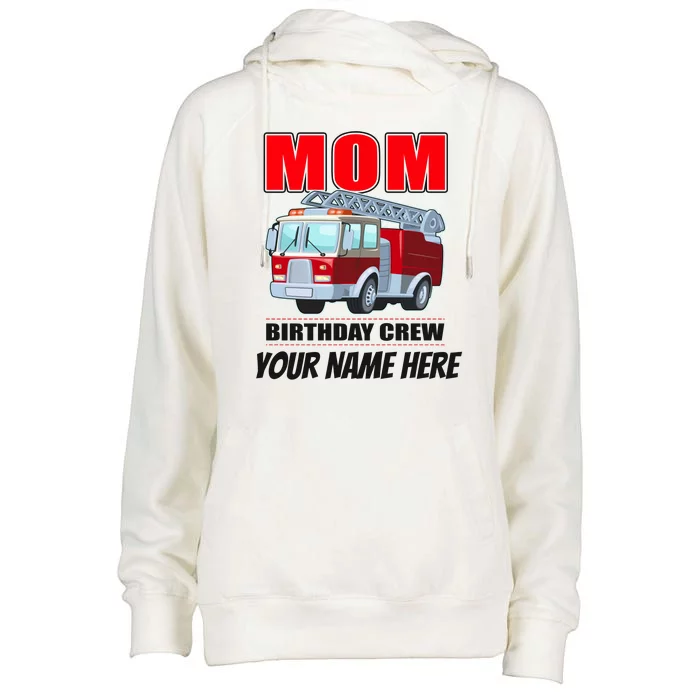 Personalized Custom Name Cute Funny Mom Birthday Crew Firetruck Womens Funnel Neck Pullover Hood