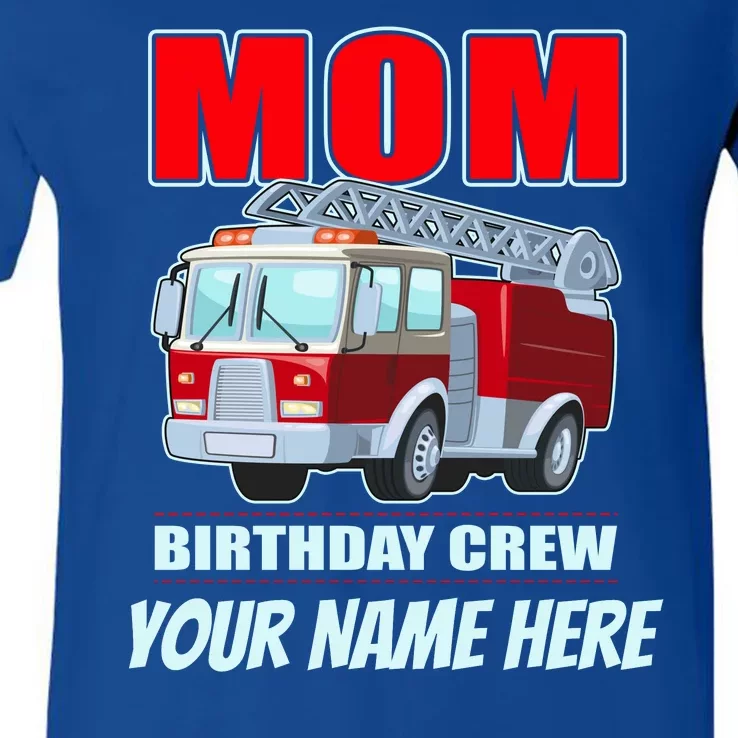 Personalized Custom Name Cute Funny Mom Birthday Crew Firetruck V-Neck T-Shirt