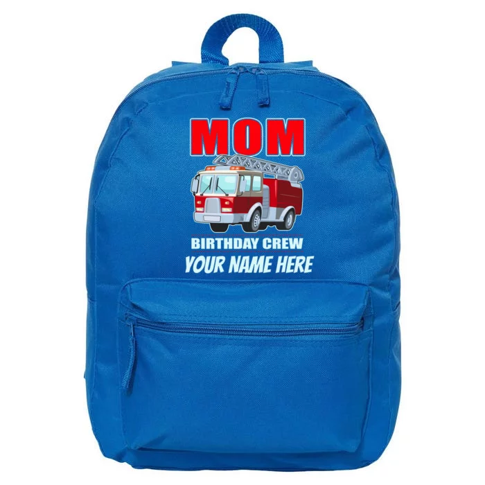 Personalized Custom Name Cute Funny Mom Birthday Crew Firetruck 16 in Basic Backpack