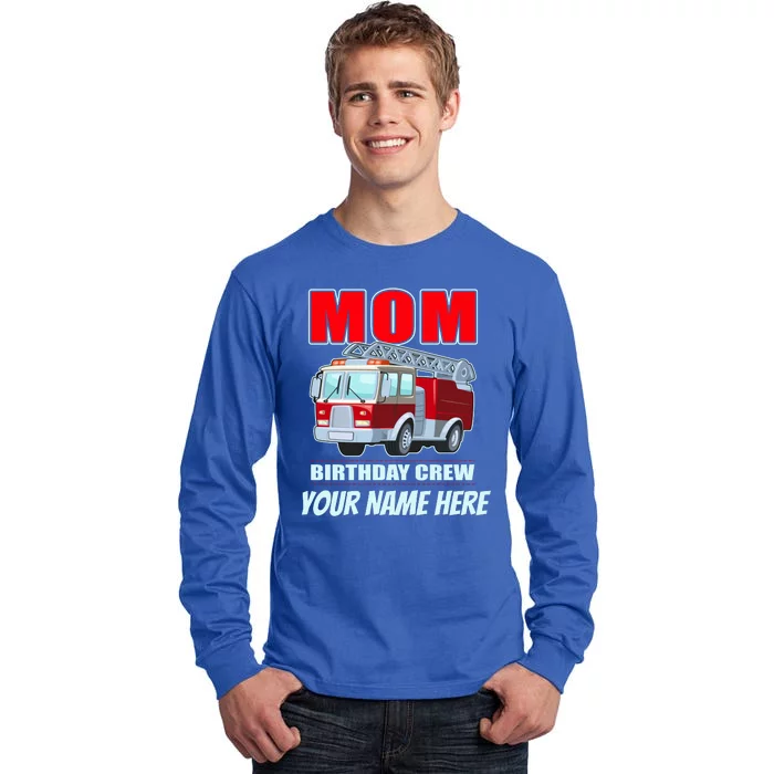 Personalized Custom Name Cute Funny Mom Birthday Crew Firetruck Tall Long Sleeve T-Shirt