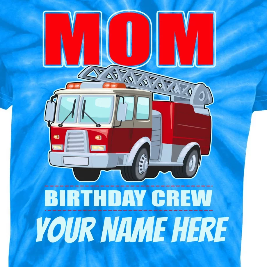 Personalized Custom Name Cute Funny Mom Birthday Crew Firetruck Kids Tie-Dye T-Shirt