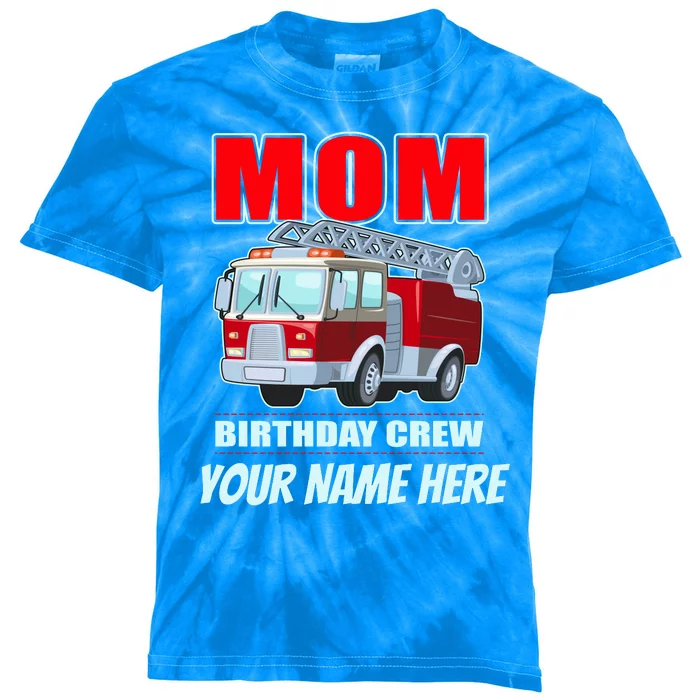 Personalized Custom Name Cute Funny Mom Birthday Crew Firetruck Kids Tie-Dye T-Shirt