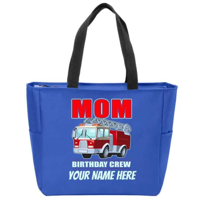 Personalized Custom Name Cute Funny Mom Birthday Crew Firetruck Zip Tote Bag