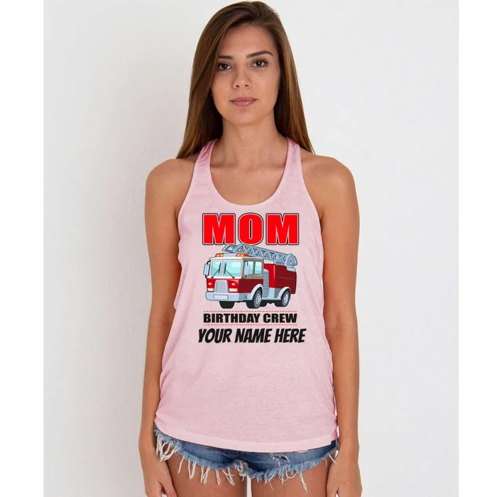 Personalized Custom Name Cute Funny Mom Birthday Crew Firetruck Women's Knotted Racerback Tank