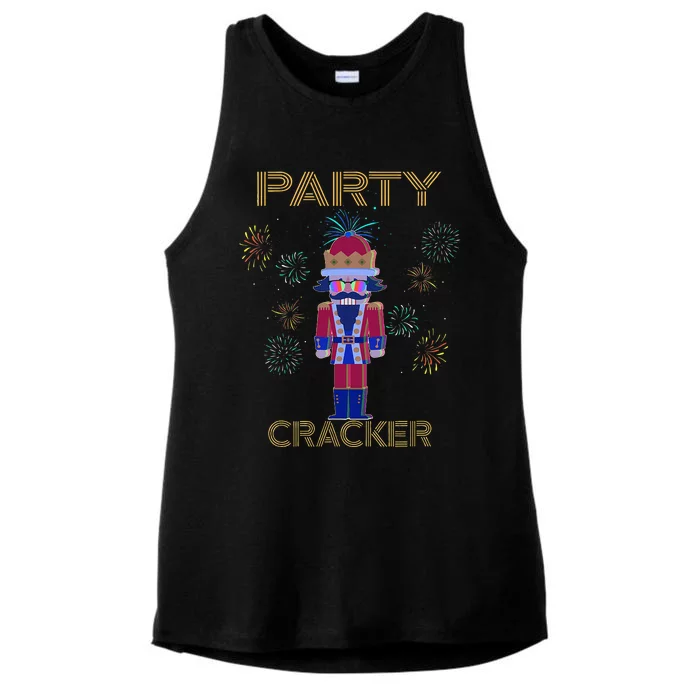 Party Cracker New Years Eve Holiday Nutcracker Squad Ladies Tri-Blend Wicking Tank