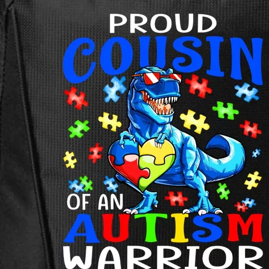 Proud Cousin Of An Autism Warrior Dinosaur Gift City Backpack