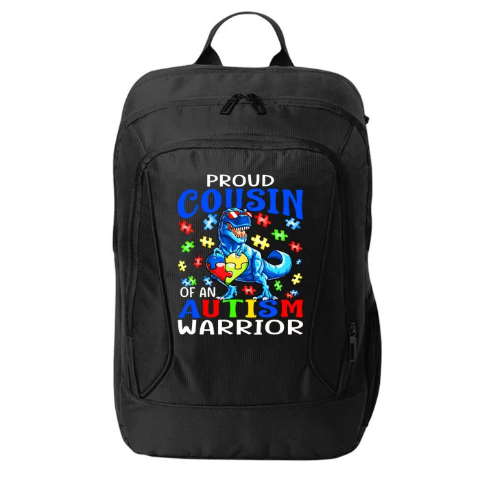 Proud Cousin Of An Autism Warrior Dinosaur Gift City Backpack