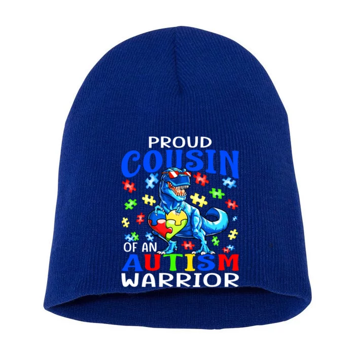 Proud Cousin Of An Autism Warrior Dinosaur Gift Short Acrylic Beanie