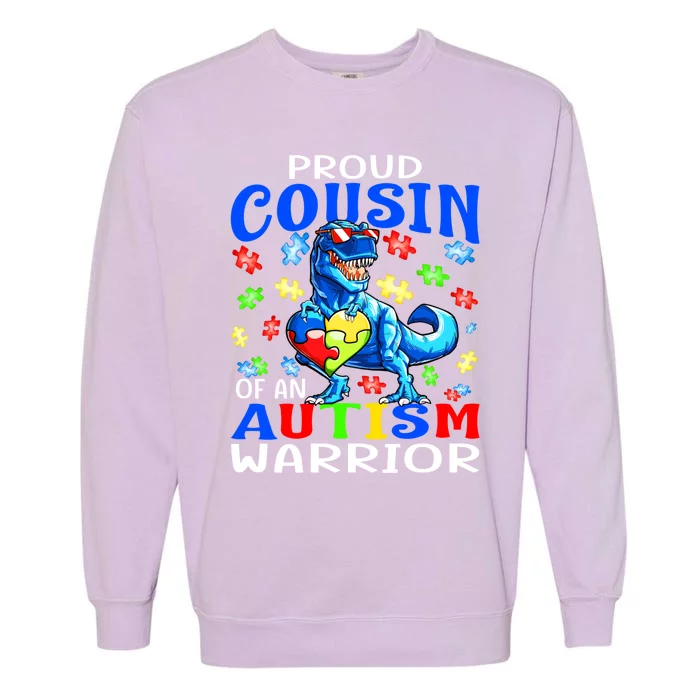 Proud Cousin Of An Autism Warrior Dinosaur Gift Garment-Dyed Sweatshirt